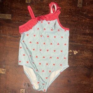 Red and White Heart Patterned Swimsuit